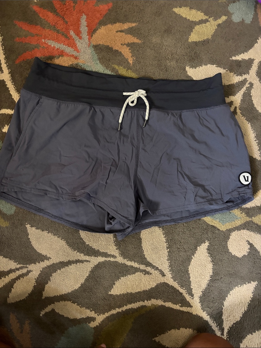 Vuori Women's Charcoal Gray Athletic Shorts with Drawstring